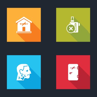 Evde sigara, elektronik sigara, boğaz kanseri ve bölge ikonu yasak. Vektör