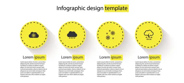 Set Cloud with snow, , Snow and rain and lightning. Business infographic template. Vector — Stock Vector