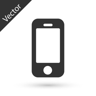 Gri Akıllı Telefon, beyaz arkaplanda izole edilmiş bir cep telefonu simgesi. Vektör