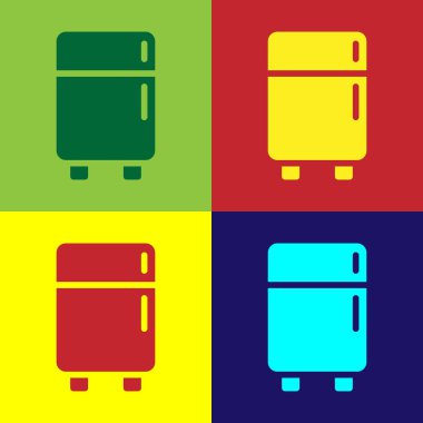 Pop Art Buzdolabı simgesi renk arkaplanında izole edilmiş. Buzdolabı buzdolabı. Ev aletleri ve aletler. Vektör