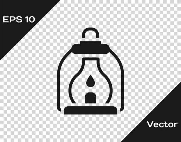 Black Camping lámpa ikon elszigetelt átlátszó háttérrel. Vektor — Stock Vector