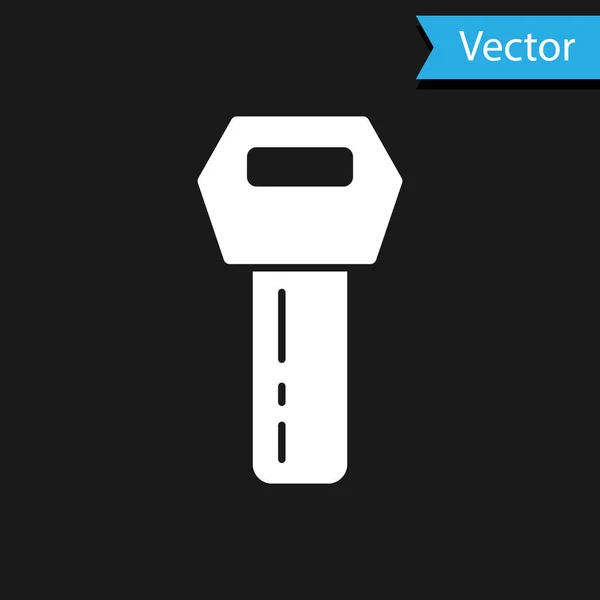 Llave blanca del coche con icono remoto aislado sobre fondo negro. Llave del coche y sistema de alarma. Vector — Archivo Imágenes Vectoriales