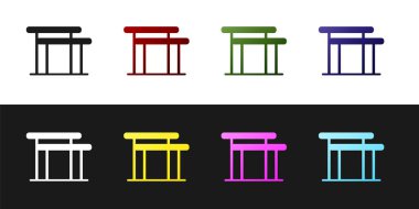 Jimnastik ekipmanları düzensiz çubuk simgesini siyah beyaz arkaplanda izole et. Vektör