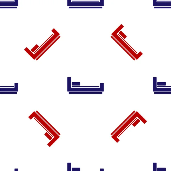 Blå och röd säng ikon isolerad sömlös mönster på vit bakgrund. Vektor — Stock vektor