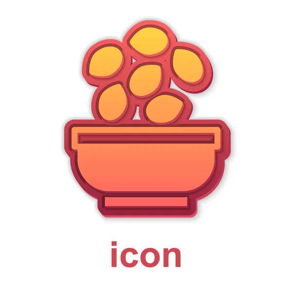 Zlatá semena v misce ikony izolované na bílém pozadí. Vektor — Stockový vektor