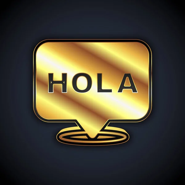 Icono de oro Hola aislado sobre fondo negro. Vector — Vector de stock