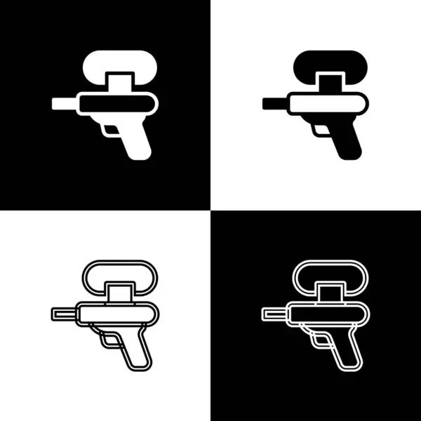 Иконка водяного пистолета выделена на черно-белом фоне. Вектор — стоковый вектор