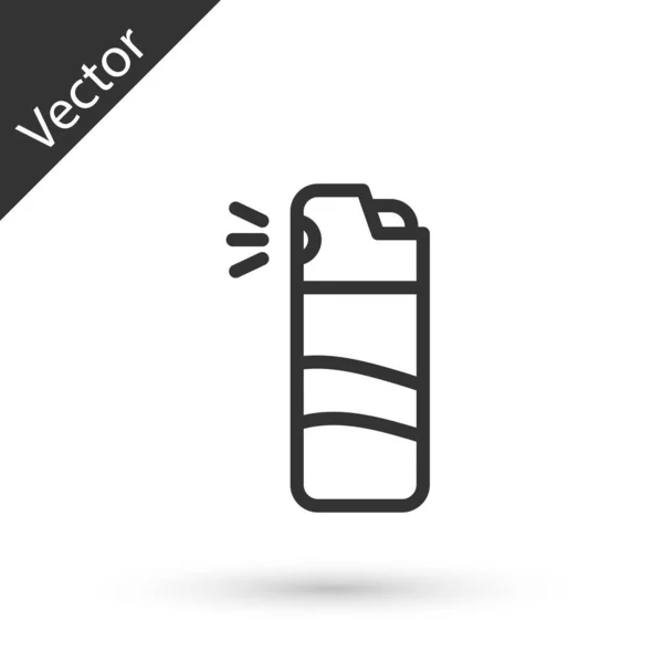 Linha cinza Ícone de spray de pimenta isolado no fundo branco. Gás de CO. Aerossol de autodefesa Capsicum. Vetor — Vetor de Stock