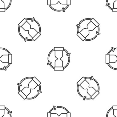 Gri çizgi Beyaz zemin üzerinde izole edilmiş kum ikonlu eski kum saati. Kum saati işareti. İş ve zaman yönetimi kavramı. Vektör