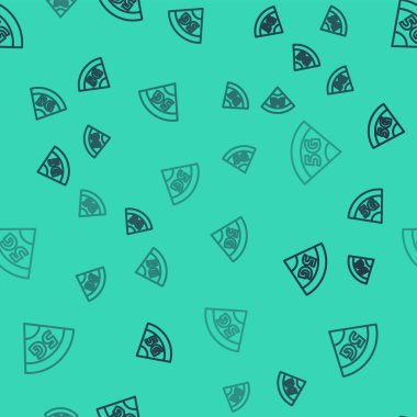 Siyah çizgi 5G yeni kablosuz internet kablosuz kablosuz bağlantı simgesi yeşil arkaplanda izole edilmiş. Küresel ağ yüksek hızlı bağlantı veri oranı teknolojisi. Vektör