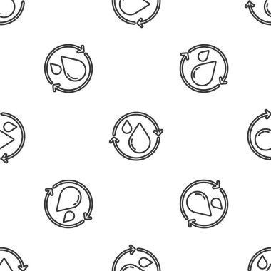 Gri çizgi, temiz su ikonunu geri dönüştür. Beyaz arka planda izole edilmiş, pürüzsüz desen. İşaret geri dönüşümlü bir damla su. Vektör