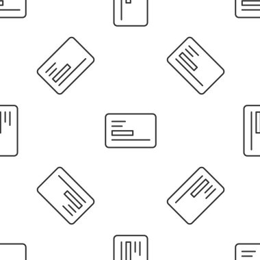 Gri çizgili ziyaret kartı, kartvizit simgesi beyaz arka planda izole edilmiş kusursuz desen. Şirket kimlik şablonu. Vektör