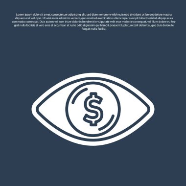 Mavi çizgili göz mavi arkaplanda dolar simgesi var. Vektör
