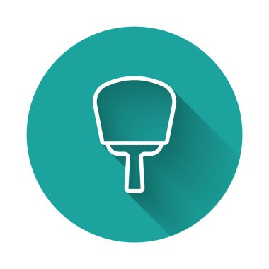 Beyaz çizgi Koreli el vantilatörü uzun gölge arkaplan izole. Yeşil daire düğmesi. Vektör