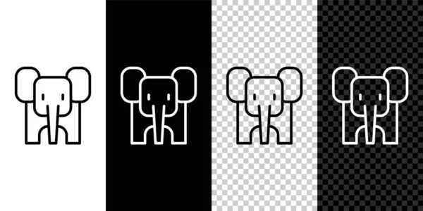 Set line Elephant icon isolated on black and white background. Vector — Stock Vector