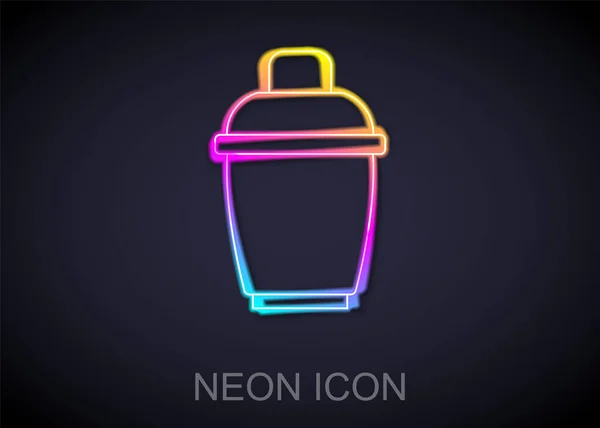 Brillante línea de neón icono coctelera aislado sobre fondo negro. Vector — Vector de stock