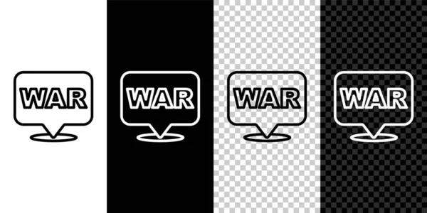전쟁의 아이콘이라는 단어는 흑백의 투명 한 배경에서 분리되었습니다. 국제 군사 분쟁. 군대. 군비. 핵무기. 문자를 위한 템플릿. Vector — 스톡 벡터