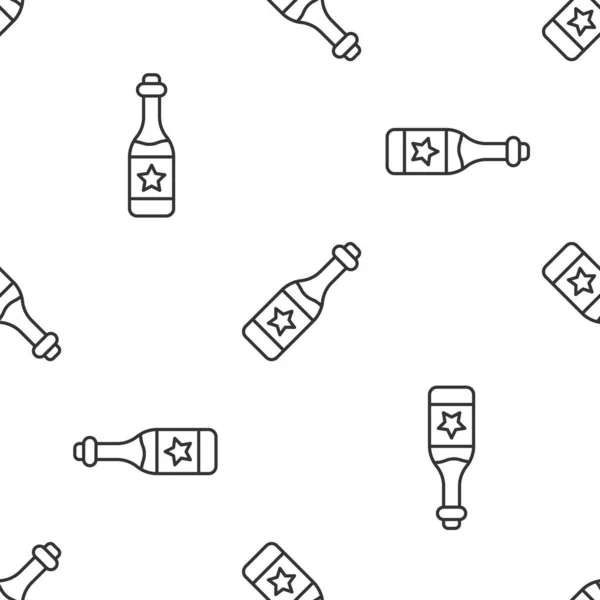 Сіра лінія пляшкової ікони Шампань виділила безшовний візерунок на білому тлі. З Різдвом і Новим Роком. Вектор — стоковий вектор