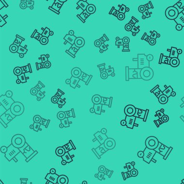 Siyah çizgi çekici simgesi yeşil arkaplandaki kusursuz deseni izole etti. Vektör