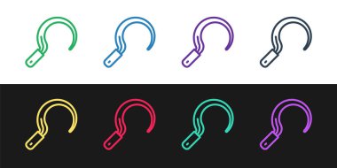 Simge simgesini siyah ve beyaz arkaplanda izole et. Kanca işaretini topluyorum. Vektör