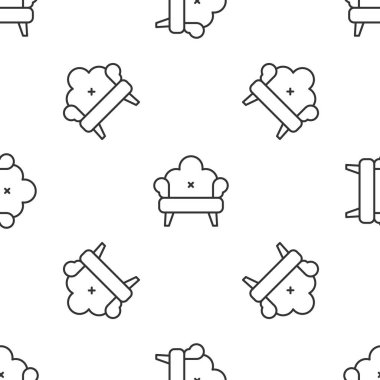 Gri çizgi kanepe simgesi beyaz arkaplandaki kusursuz deseni izole etti. Vektör