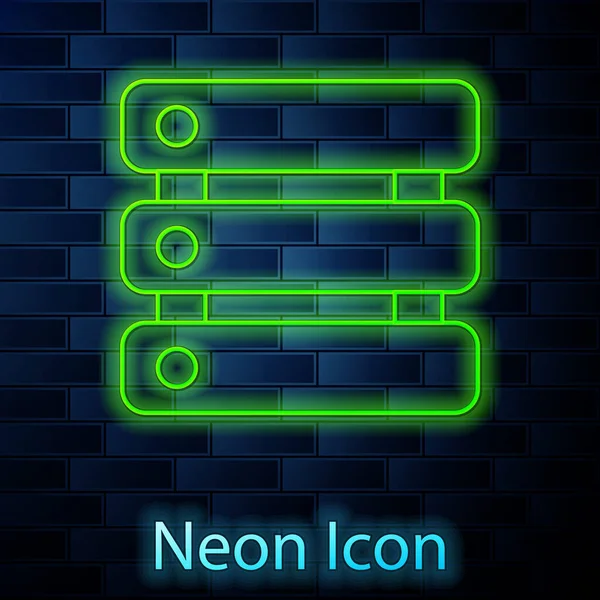 Glowing Neon Line Serveur Données Web Hosting Icône Isolée Sur — Image vectorielle