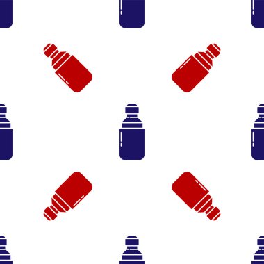 Mavi ve kırmızı Tıbbi marihuana veya kenevir yaprağı zeytinyağı damlası ikonu beyaz arka planda izole edilmiş pürüzsüz desen. Esrar özütü. Kenevir sembolü. Vektör İllüstrasyonu