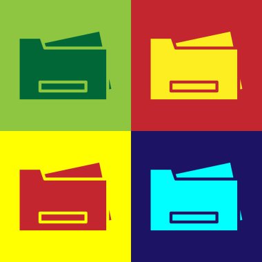 Pop Art Printer simgesi renk arkaplanında izole edildi. Vektör