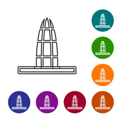 Siyah çizgi Agbar kule simgesi beyaz arkaplanda izole edildi. Barselona, İspanya. Simgeleri renk daire düğmelerine ayarla. Vektör