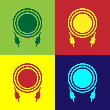 Pop Art Audio Jack simgesi renk arkaplanında izole edildi. Bağlantı ses ekipmanları için ses kablosu. Fiş kablosu. Müzik aleti. Vektör