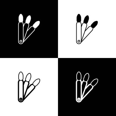 Siyah ve beyaz arkaplanda izole edilmiş manikür simgesi için sahte tırnak seti. Tırnak eklentisi için vernik renk paleti. Yapay tırnaklar. Vektör