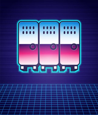 Geçmişe dönük dolap ya da hokey, futbol, basketbol takımı ya da işçi ikonu için soyunma odası fütüristik manzara. 80 'lerin moda partisi. Vektör