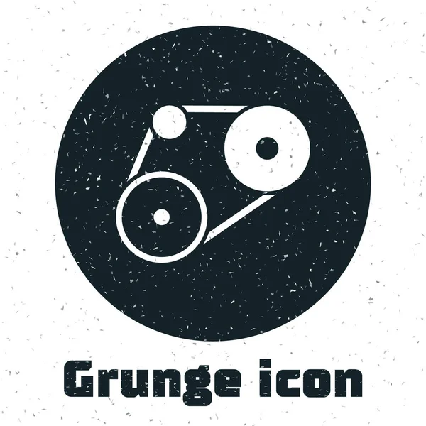 Grunge Timing riemkit icoon geïsoleerd op witte achtergrond. Monochrome vintage tekening. Vector — Stockvector