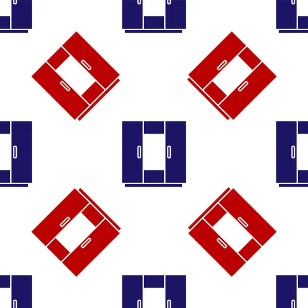 Blå och röd garderob ikon isolerad sömlös mönster på vit bakgrund. Vektor — Stock vektor
