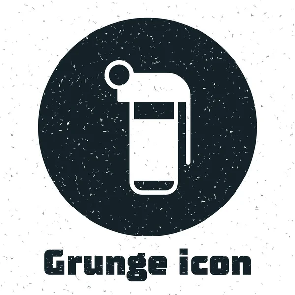 Grunge Icono de granada de mano aislado sobre fondo blanco. Explosión de bombas. Dibujo vintage monocromo. Vector — Vector de stock