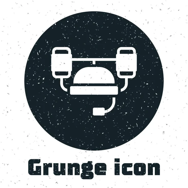 Casco Grunge Beer o mano libre para beber icono aislado sobre fondo blanco. Dibujo vintage monocromo. Vector — Vector de stock