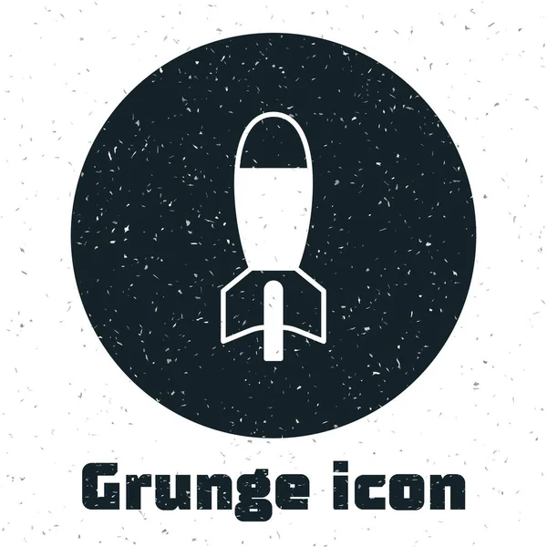 흰 배경에 미사일 아이콘을 단 Grunge Rocket Launcher. 모노크롬 빈티지그리기. Vector — 스톡 벡터