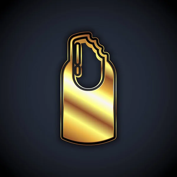 Guld bruten spik ikon isolerad på svart bakgrund. Knäckt nagel. Vektor — Stock vektor