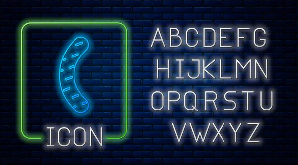 Leuchtende Neon Nail Dateisymbol isoliert auf Backsteinwand Hintergrund. Maniküre-Werkzeug. Neonlicht-Alphabet. Vektor — Stockvektor