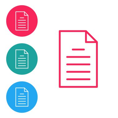 Kırmızı çizgi Dosya simgesi beyaz arkaplanda izole edildi. Kontrol listesi simgesi. İş konsepti. Simgeleri daire düğmelerine ayır. Vektör