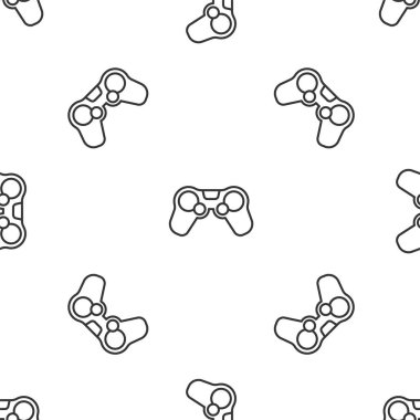 Gri çizgi Gamepad simgesi beyaz arkaplandaki kusursuz deseni izole etti. Oyun kontrolörü. Vektör