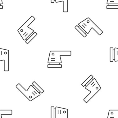 Gri çizgi elektrikli zımpara ikonu beyaz arkaplandaki kusursuz deseni izole etti. Yörünge zımpara makinesi. Zemin ve ahşap zımpara kağıdı için. Vektör