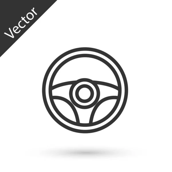 Línea gris Icono del volante aislado sobre fondo blanco. Icono de rueda de coche. Vector — Vector de stock