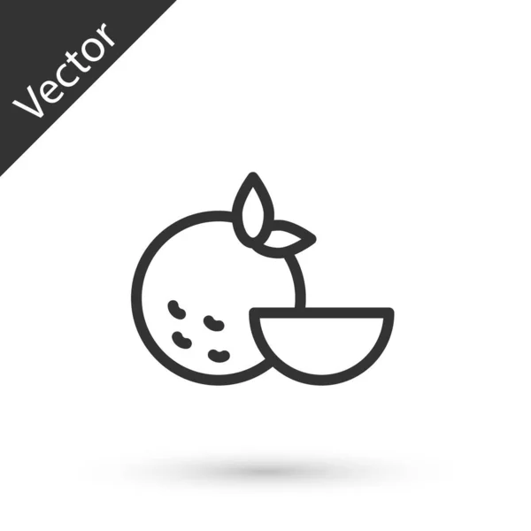 Línea gris Icono de fruta naranja aislado sobre fondo blanco. Vector — Vector de stock