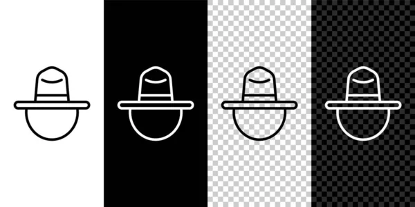 Siyah beyaz arka planda izole edilmiş Kanadalı korucu şapkası ikonu. Vektör — Stok Vektör