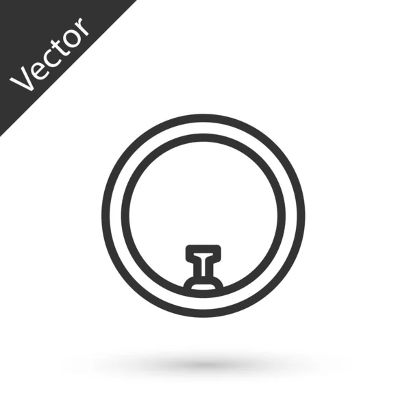 Icono de rueda de bicicleta de línea gris aislado sobre fondo blanco. Carrera de bicicletas. Rueda neumática. Equipamiento deportivo. Vector — Vector de stock