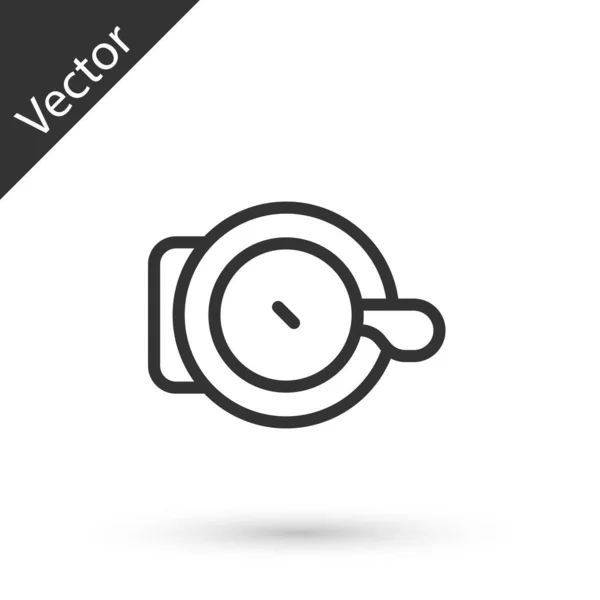 Línea gris Icono de campana de bicicleta aislado sobre fondo blanco. Vector — Vector de stock