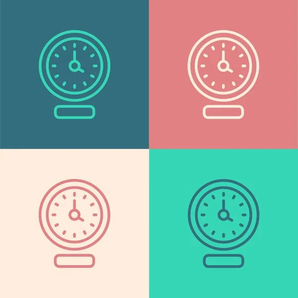 Pop art line Clock icon isolated on color background. Time symbol. Vector — Stock Vector