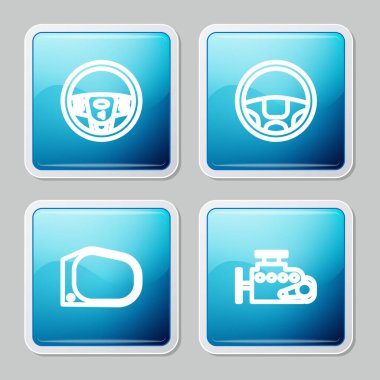 Hat direksiyonu, araba aynası ve motor simgesi ayarlayın. Vektör