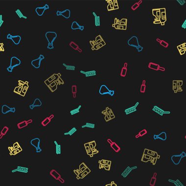 Çöp torbası, temizlik fırçası, şişe açıcı ve yapışkan silindiri kusursuz. Vektör